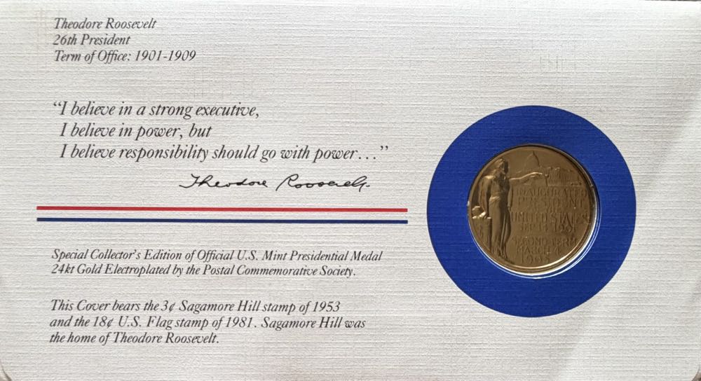 President Theodore Roosevelt Medal Cover  coin collectible - Main Image 2