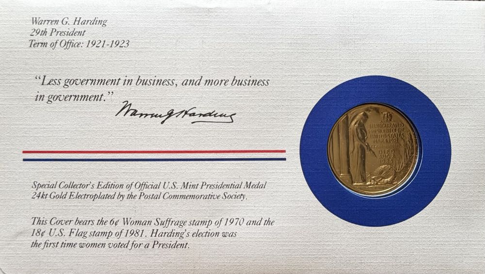 President Warren G Harding Medal Cover  coin collectible - Main Image 2