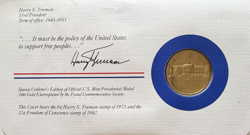 President Harry S Truman Medal Cover  coin collectible - Main Image 2