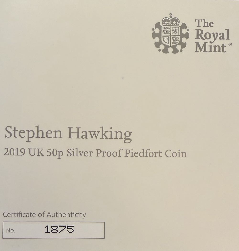 2019 Stephen Hawking Piedfort 50p  coin collectible - Main Image 3