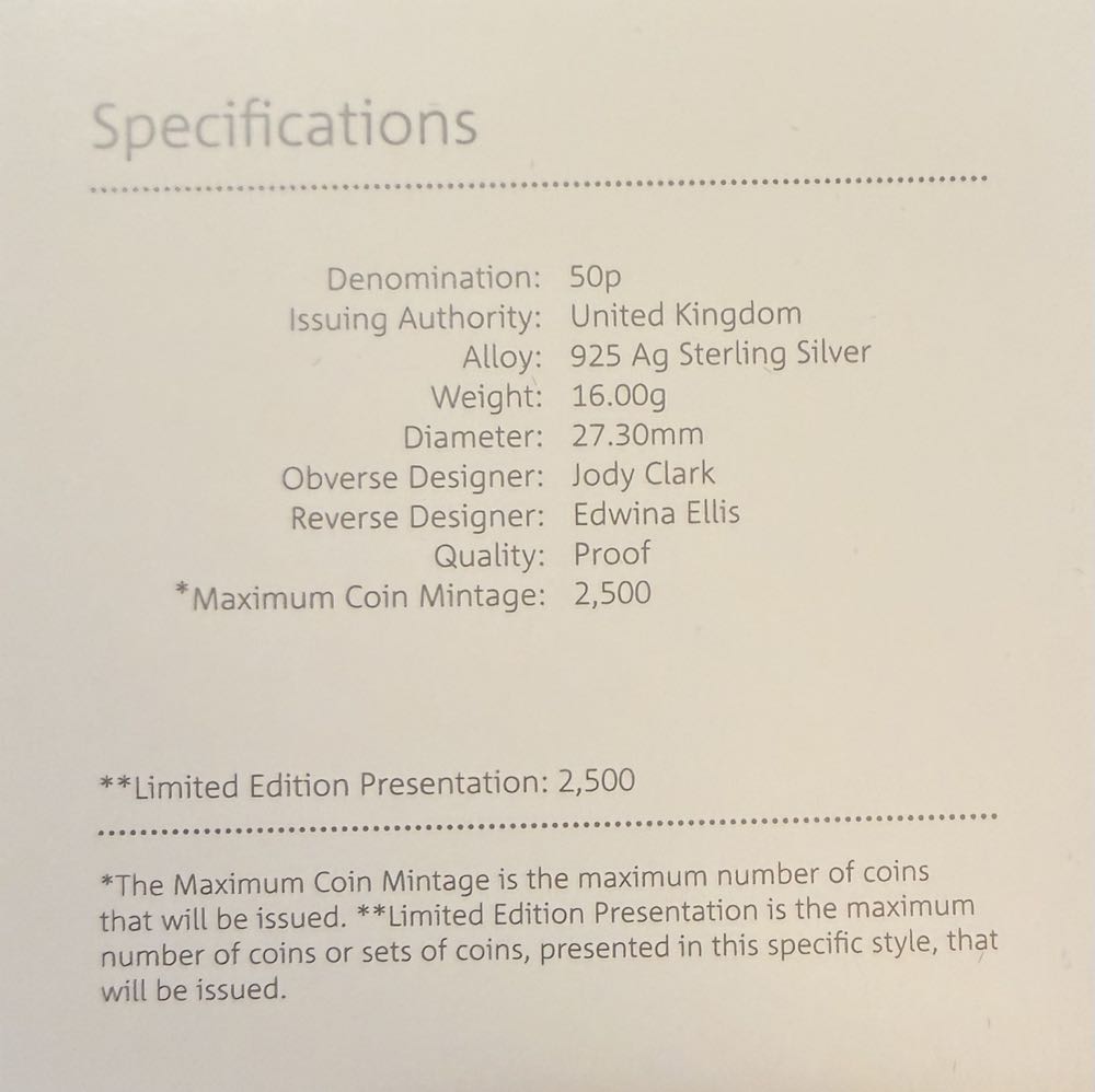 2019 Stephen Hawking Piedfort 50p  coin collectible - Main Image 4