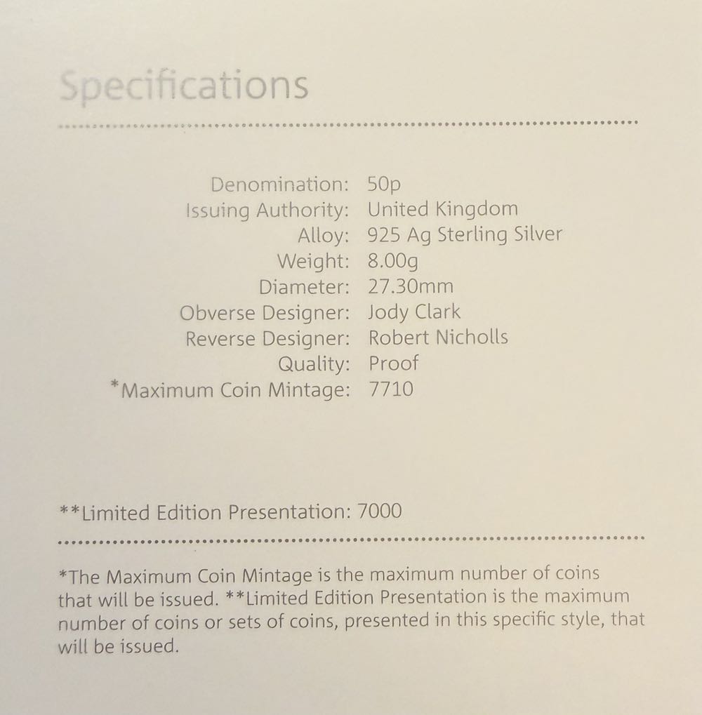 2020 Megalosaurus Colour Silver 50p  coin collectible - Main Image 4