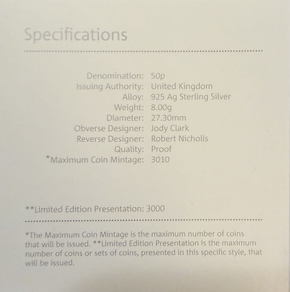 2020 Iguanodon Silver 50p  coin collectible - Main Image 4