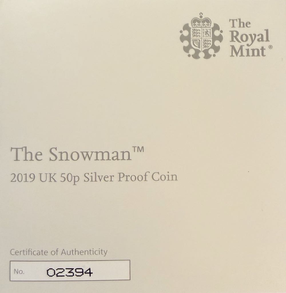 2019 The Snowman Silver 50p  coin collectible - Main Image 3