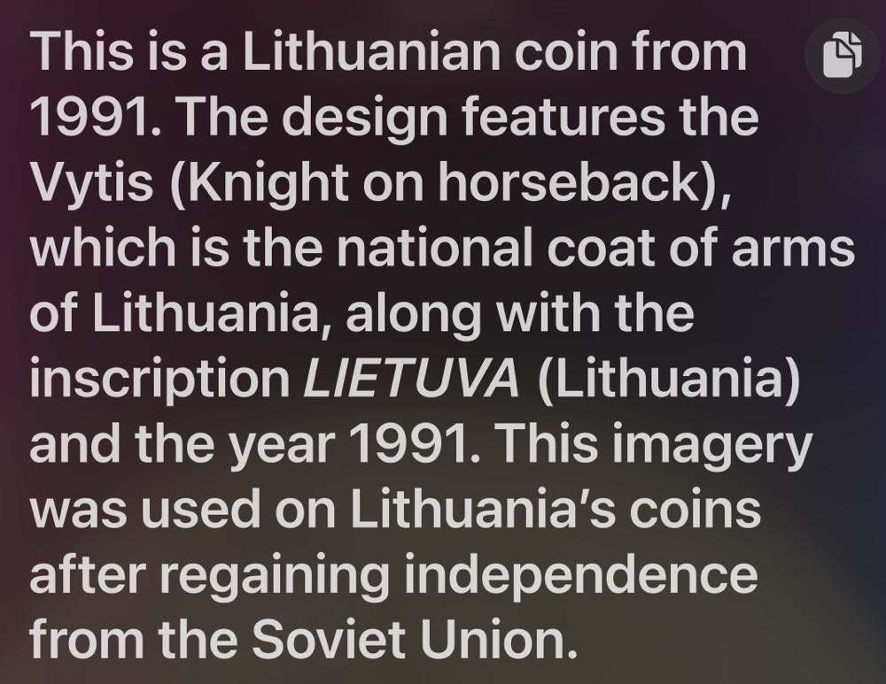 1991 Lithuania 1 Centas  coin collectible - Main Image 3