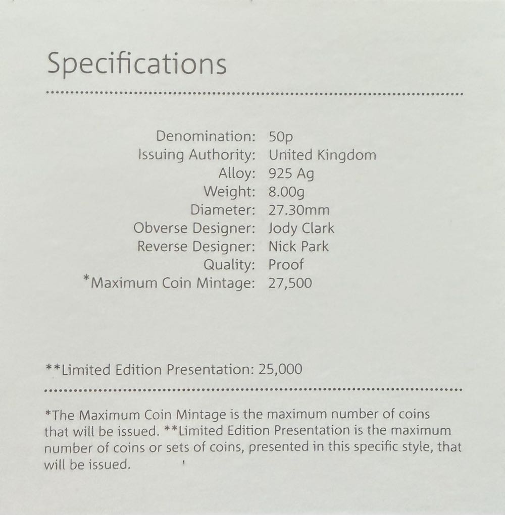 2019 Wallace & Gromit Silver 50p  coin collectible - Main Image 4