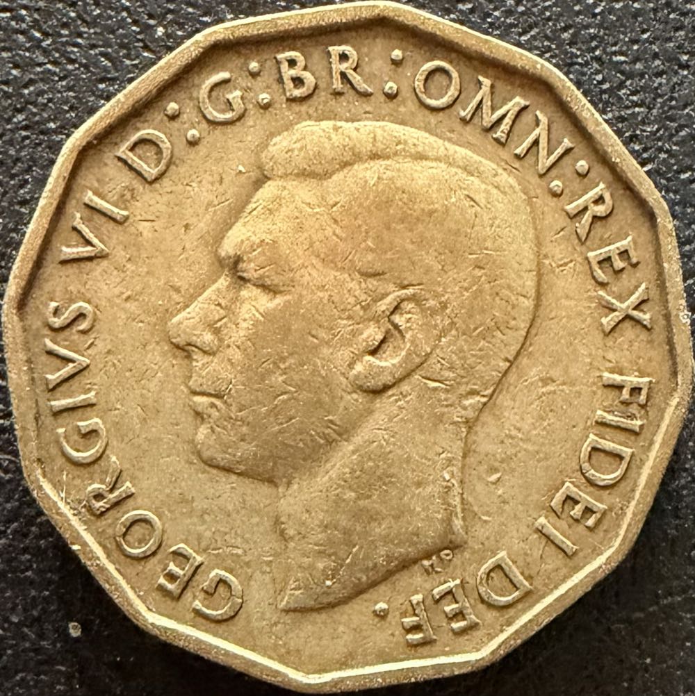 1952 George VI Three Pence  coin collectible - Main Image 2