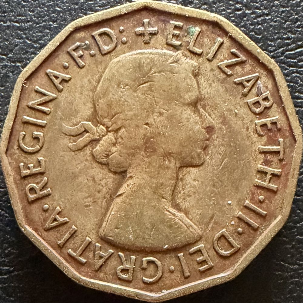 1955 Elizabeth II Three Pence  coin collectible - Main Image 2