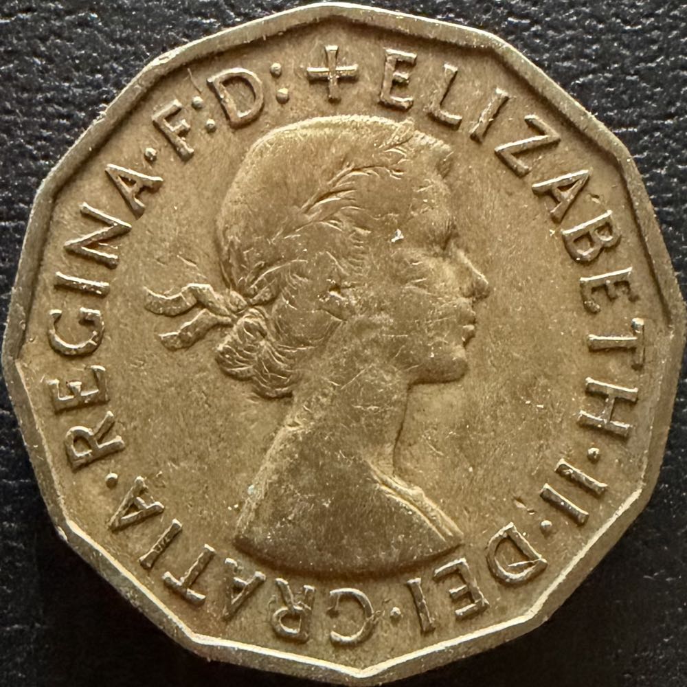 1955 Elizabeth II Three Pence (2)  coin collectible - Main Image 2