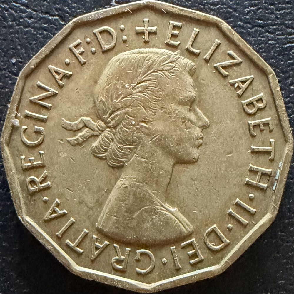 1956 Elizabeth II Three Pence  coin collectible - Main Image 2
