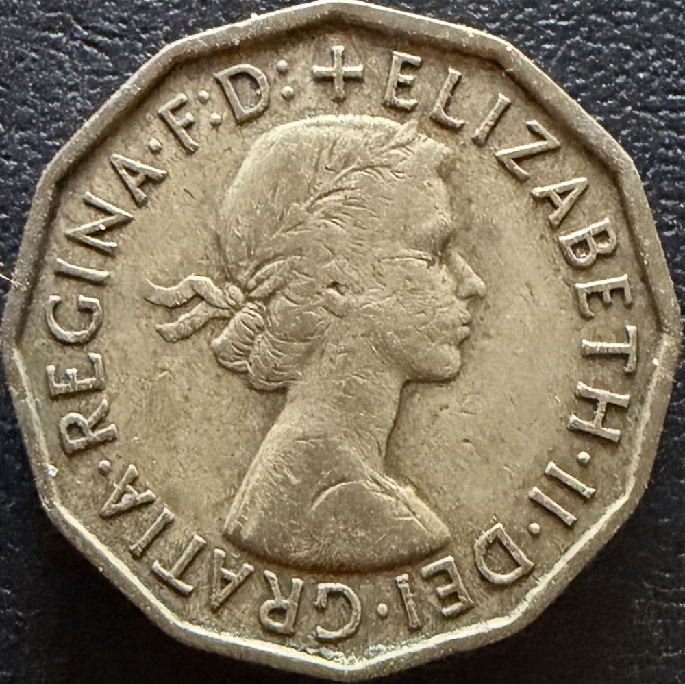 1957 Elizabeth II Three Pence  coin collectible - Main Image 2
