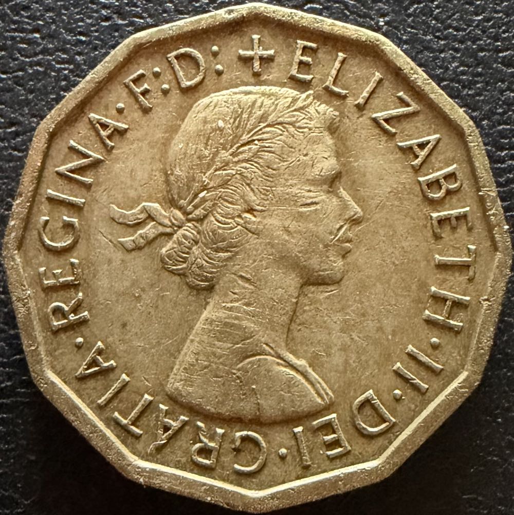 1964 Elizabeth II Three Pence  coin collectible - Main Image 2