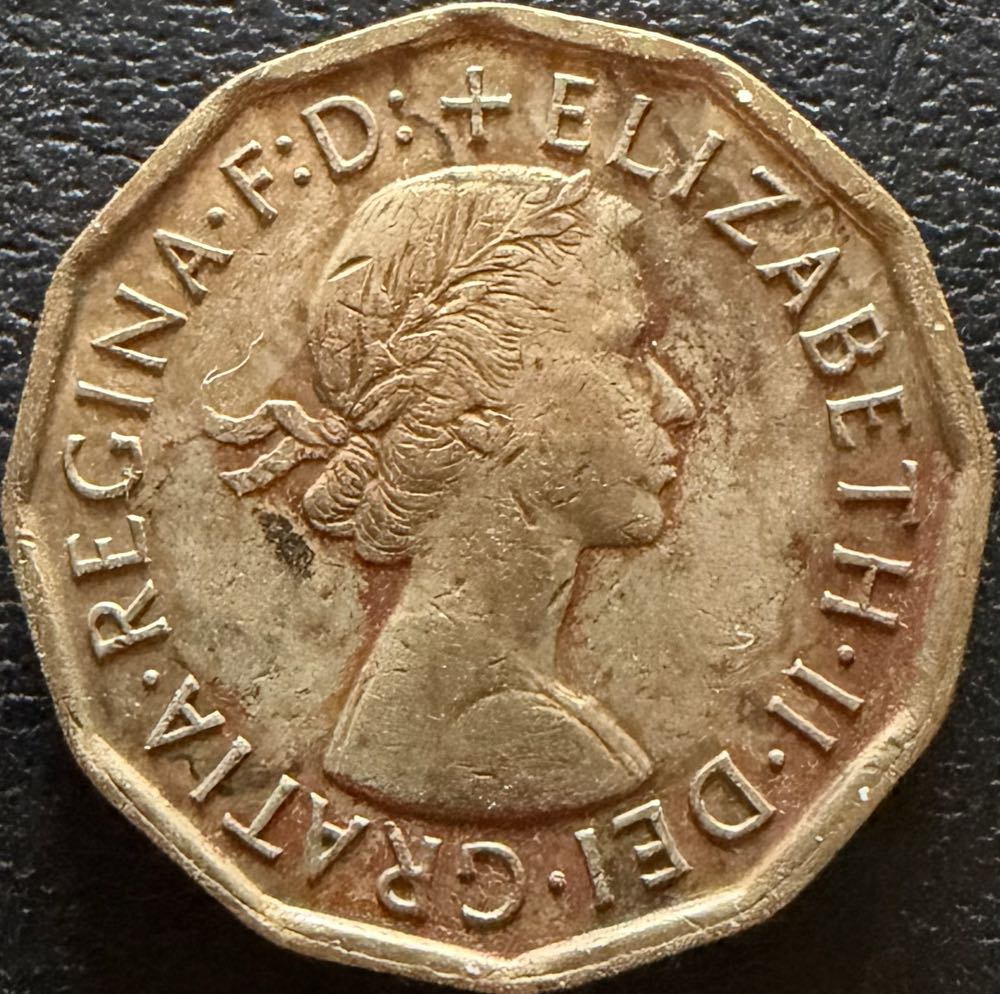 1966 Elizabeth II Three Pence  coin collectible - Main Image 2