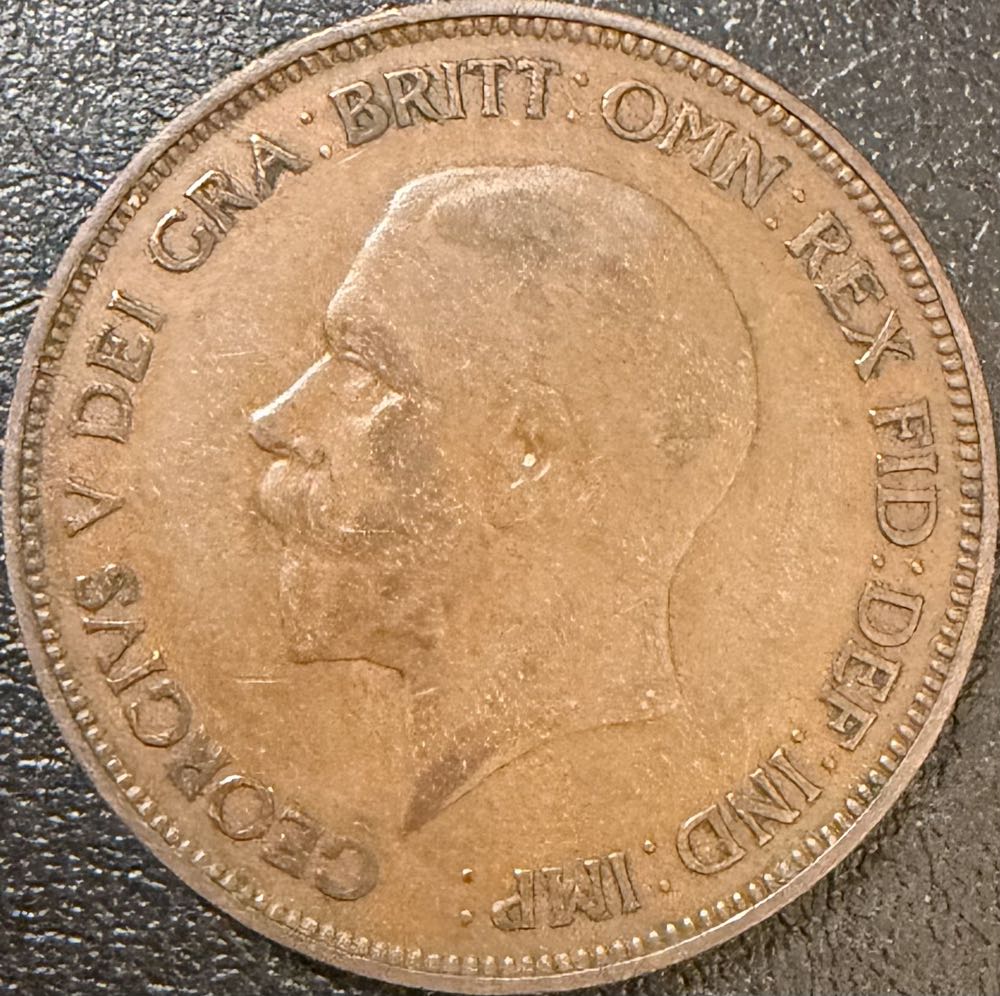 1935 George V One Penny  coin collectible - Main Image 2
