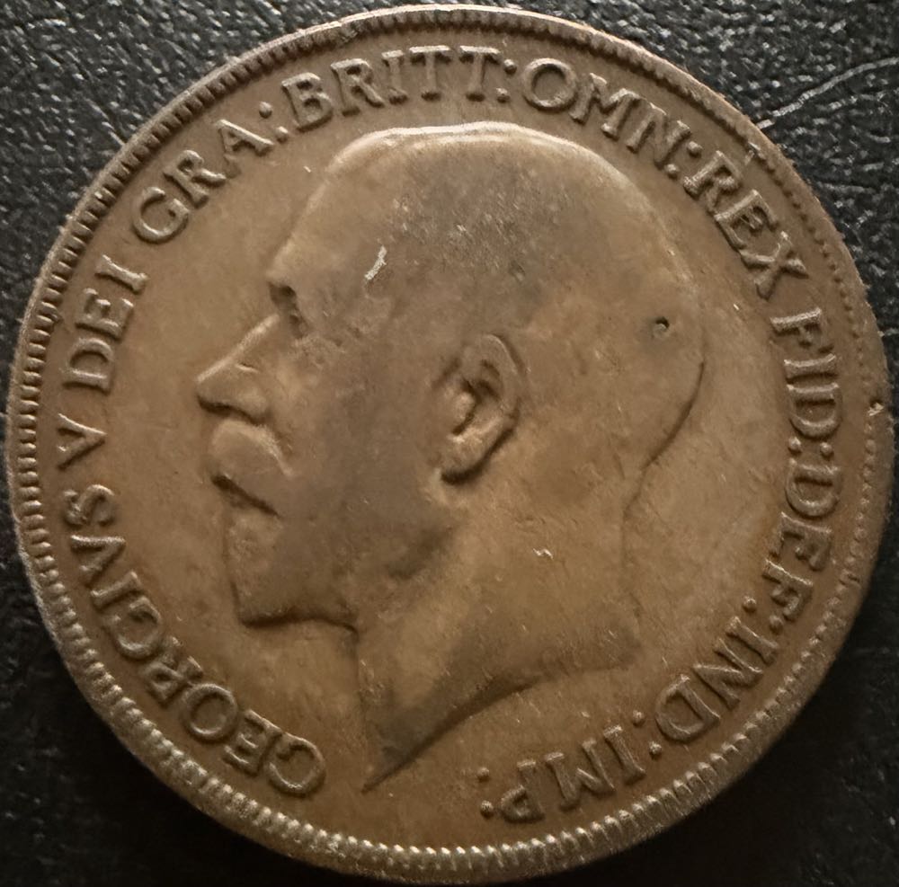 1921 George V One Penny (3)  coin collectible - Main Image 2