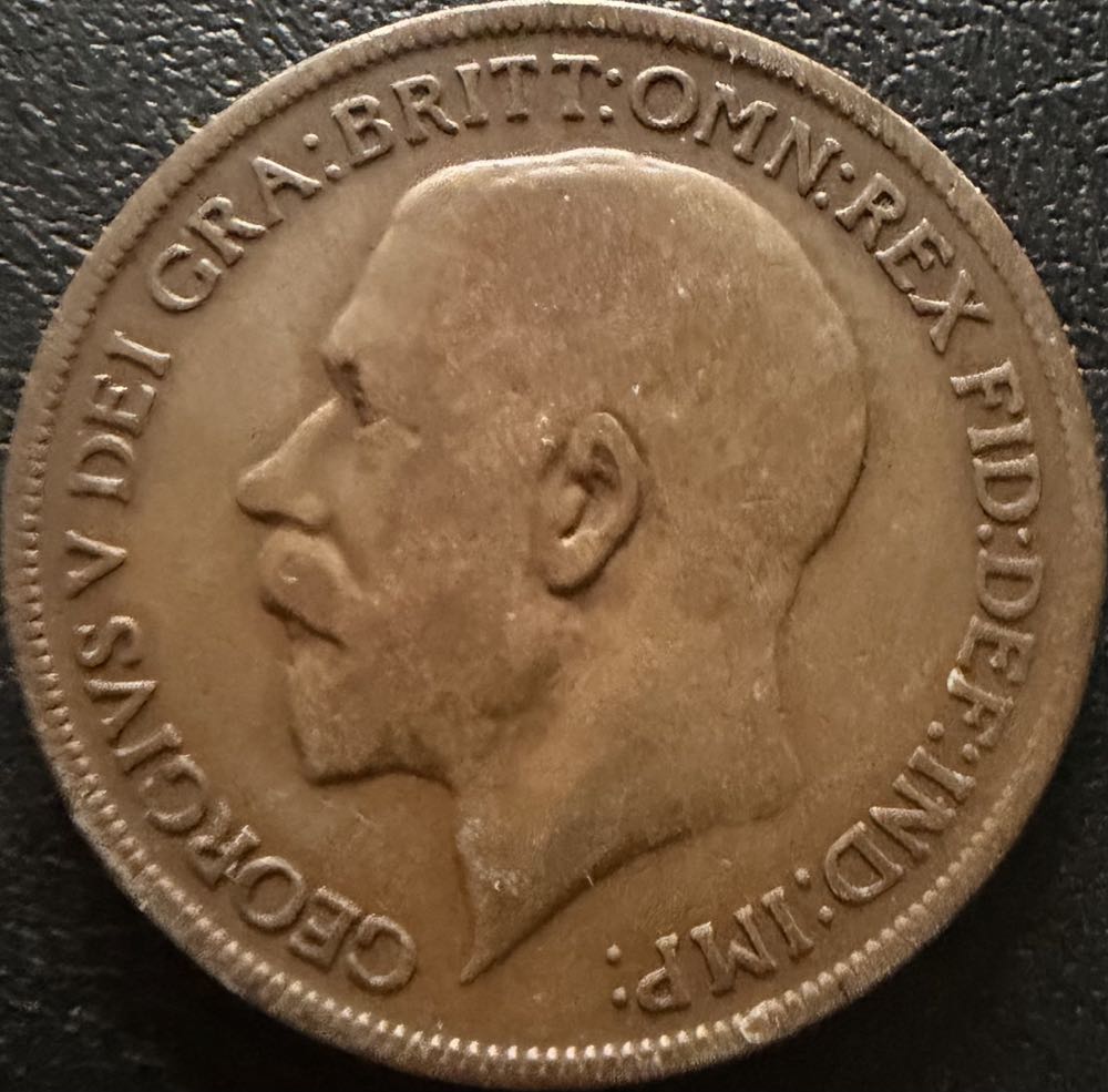 1922 George V One Penny  coin collectible - Main Image 2