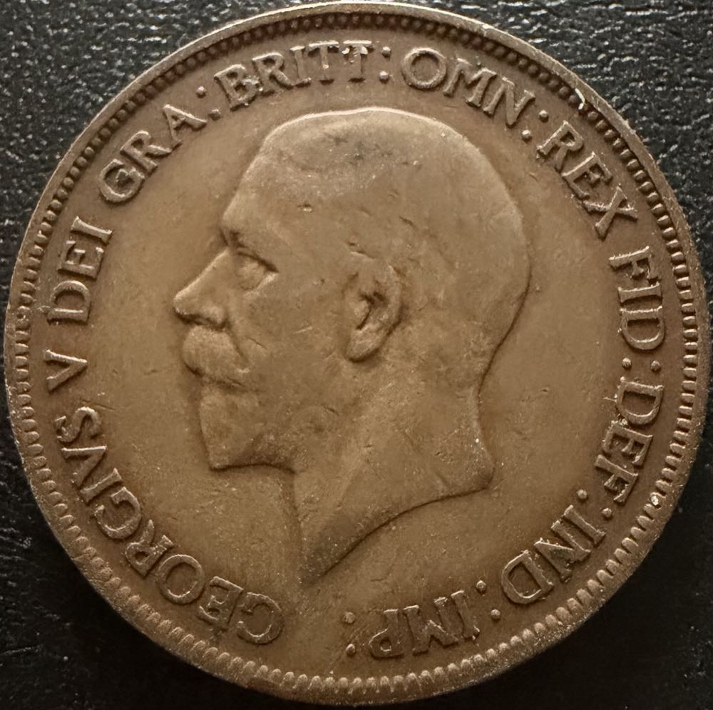 1929 George V One Penny  coin collectible - Main Image 2