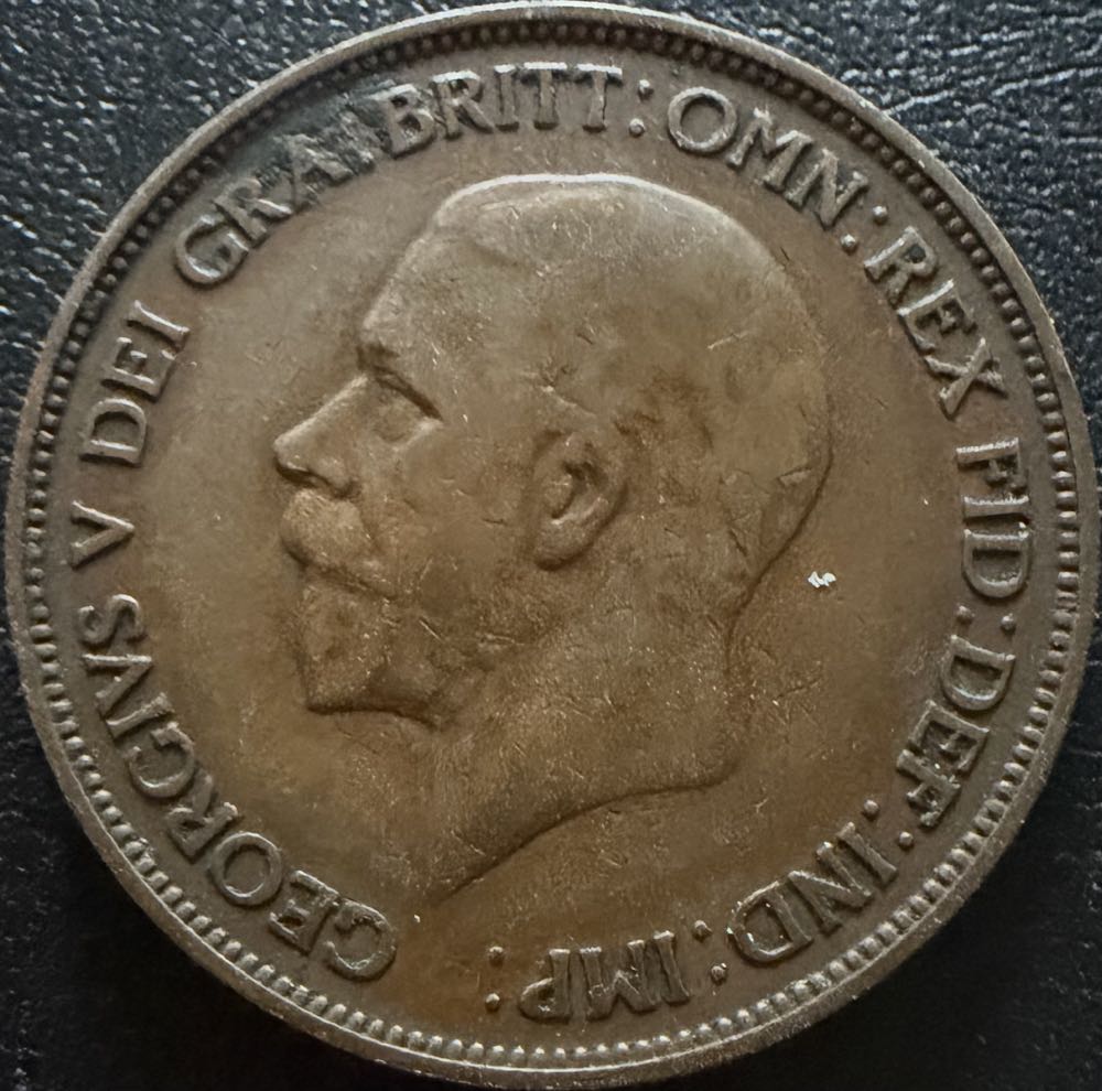 1934 George V One Penny  coin collectible - Main Image 2