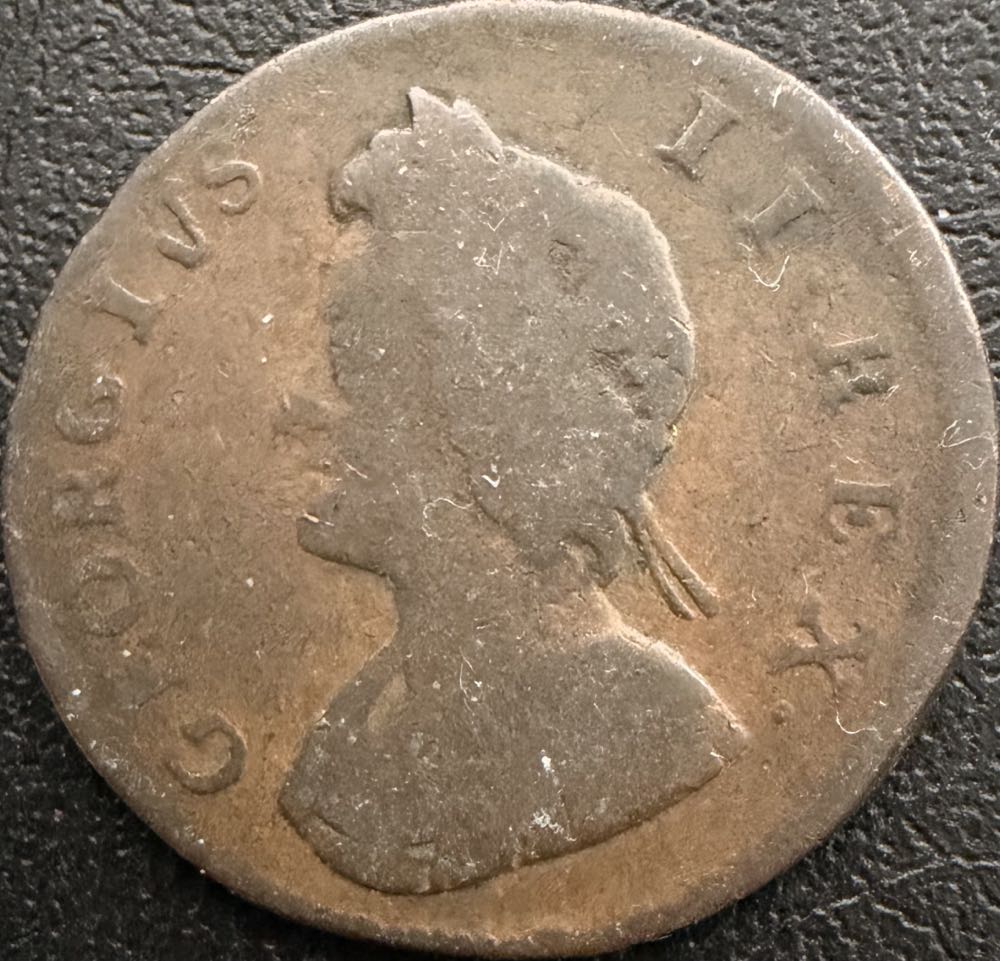 1730 George II Farthing  coin collectible - Main Image 2