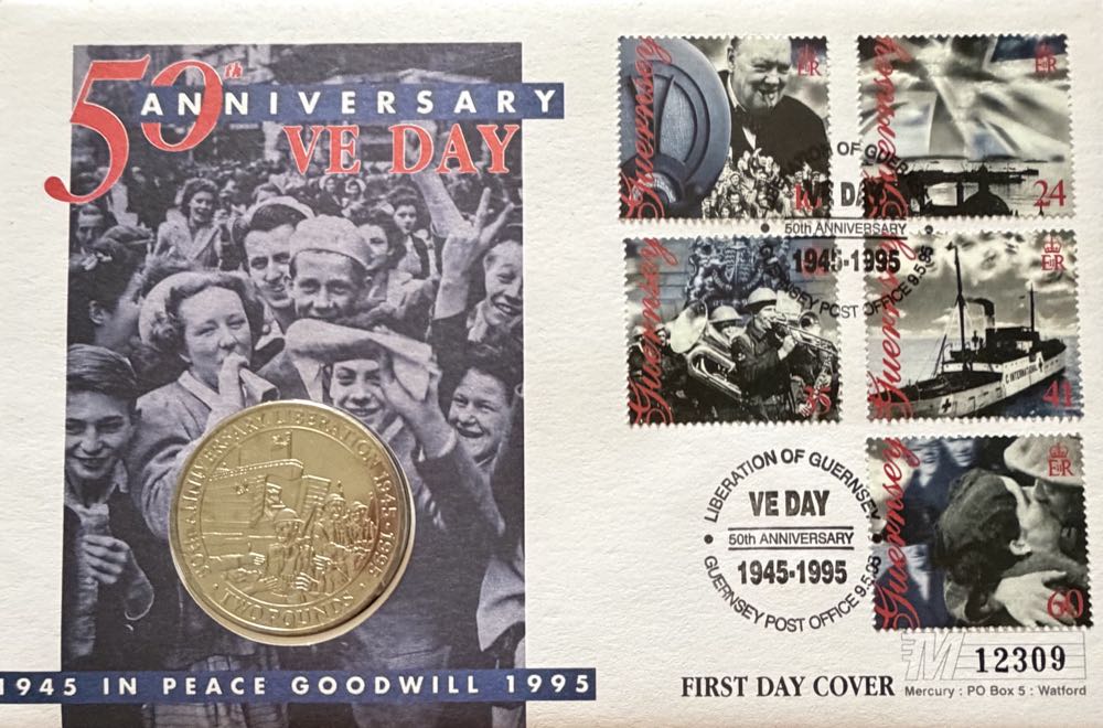 1995 VE Day 50th Anniversary £2 FDC  coin collectible - Main Image 3