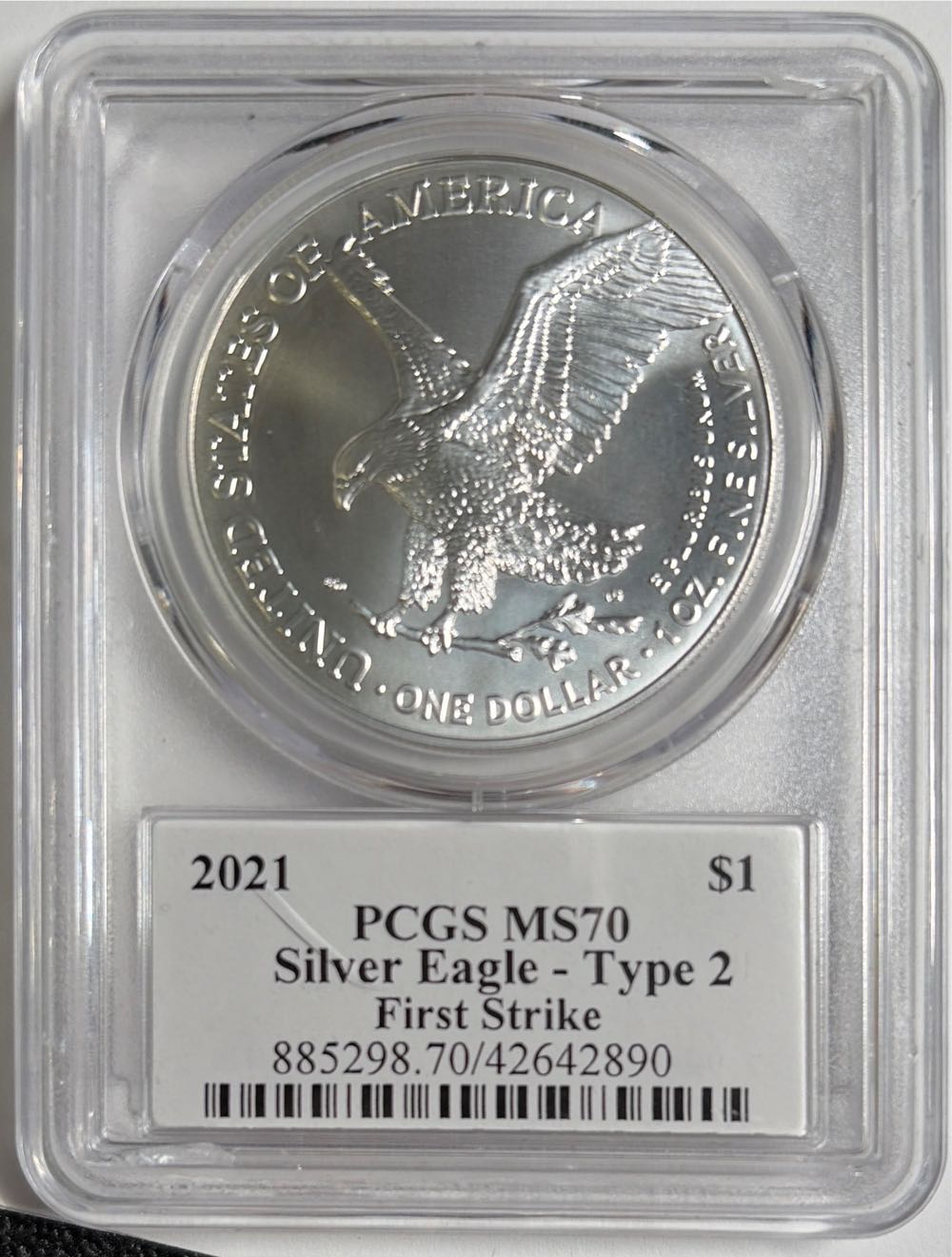2021 Silver Eagle Type 2 First Strike  coin collectible - Main Image 2
