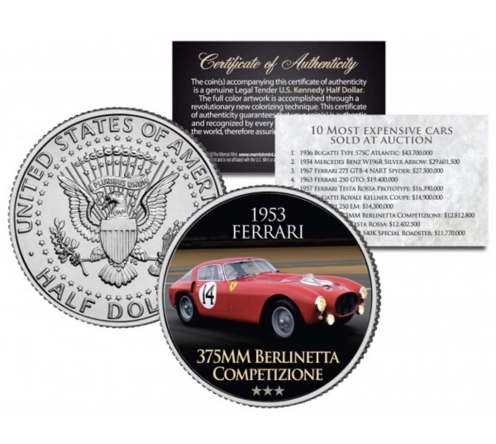 8. Half Dollar- Kennedy: 1953 Ferrari