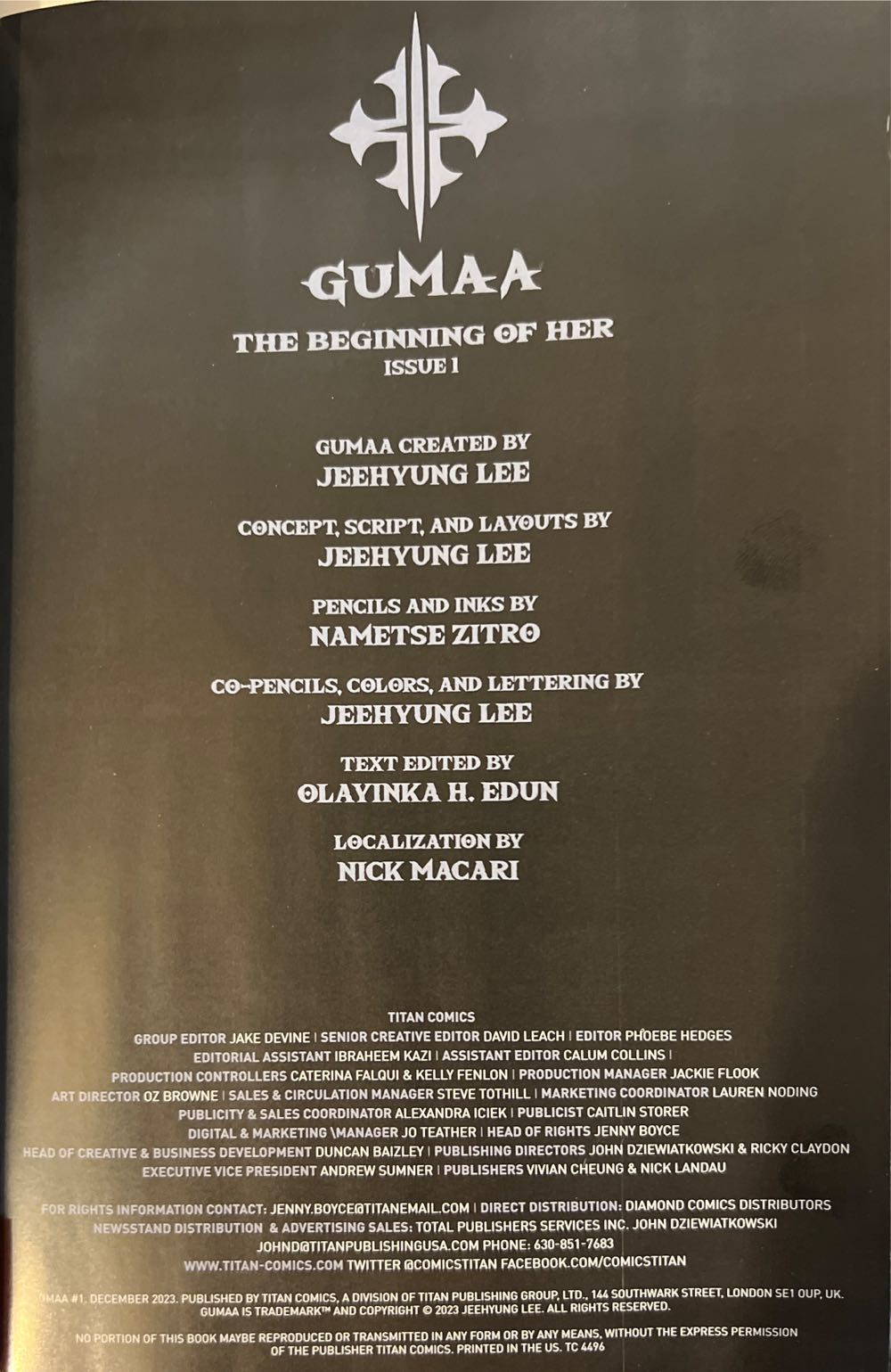 Gumaa: The Beginning Of Her - Titan Comics (1 - Dec 2023) comic book collectible [Barcode 79361173673300121] - Main Image 2