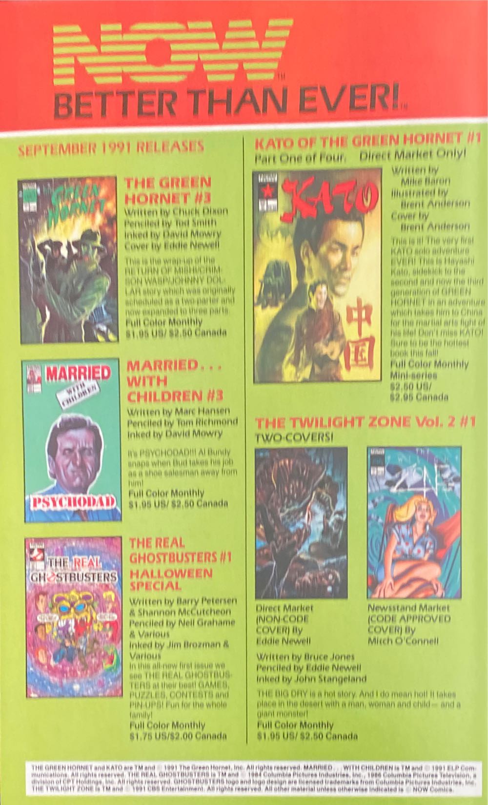 Green Hornet - Now Comics (2 - Oct 1991) comic book collectible [Barcode 070989331389] - Main Image 2