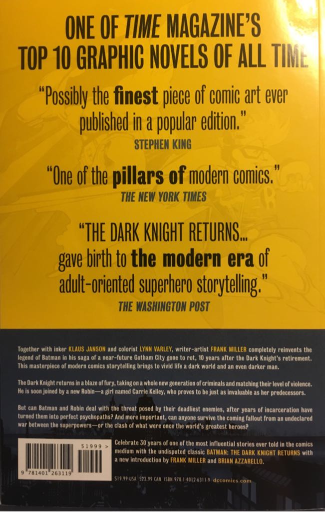 Batman: The Dark Knight Returns 30th Anniversary Edition - DC (14 - Feb 2016) comic book collectible [Barcode 9781401263119] - Main Image 2