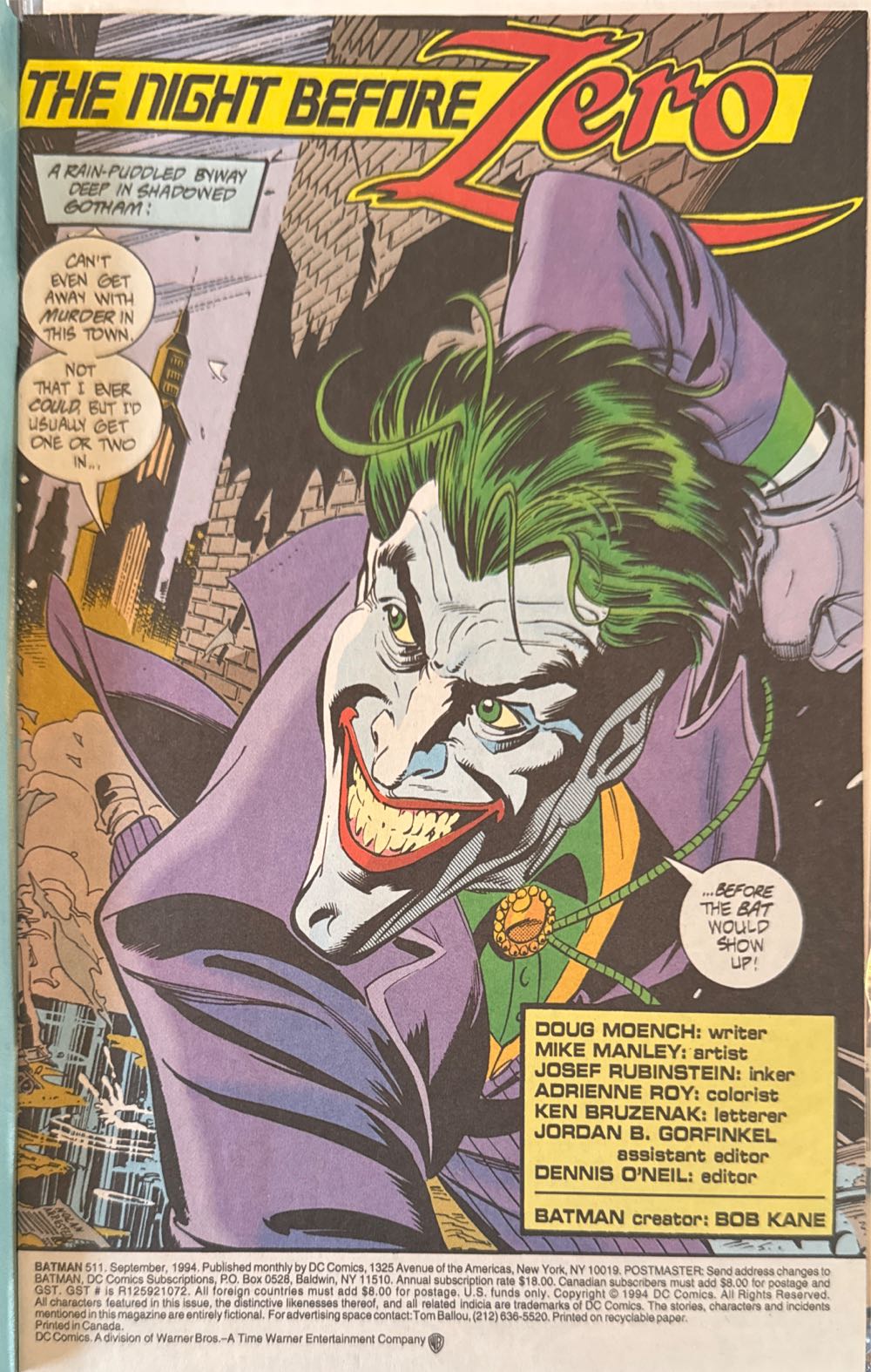 Batman - DC Comics (511 - Sep 1994) comic book collectible [Barcode 76194120005751111] - Main Image 3