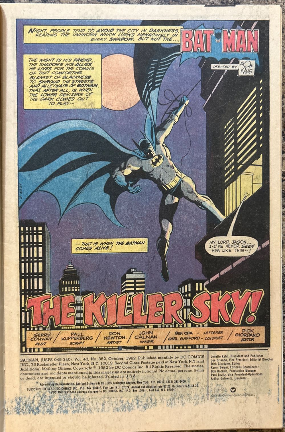 Batman (Volume 1) 352 - DC Comics (352 - Oct 1982) comic book collectible [Barcode 07098930430710] - Main Image 3