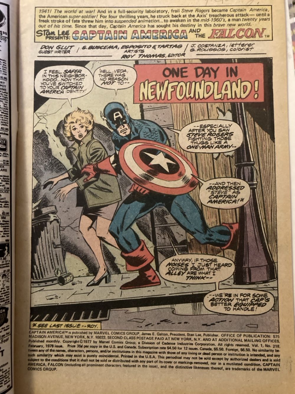 Captain America: - Marvel Comics (218 - Feb 1977) comic book collectible [Barcode 071486024538] - Main Image 2