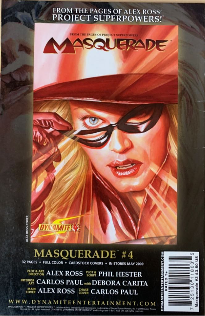 Masquerade - Dynamite (3 - Apr 2009) comic book collectible [Barcode 725130118035] - Main Image 2