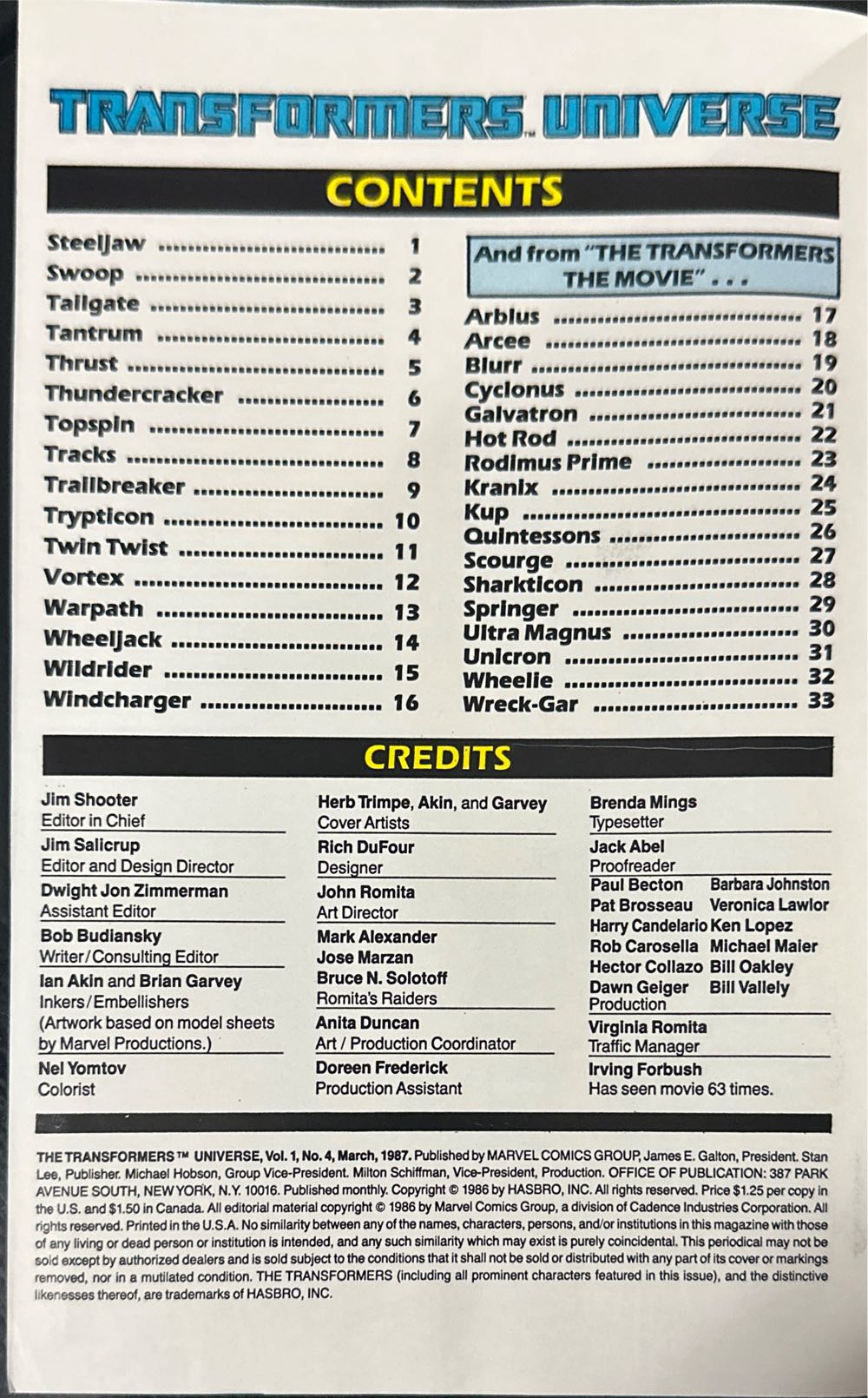 TransFormers Universe - MARVEL | Hasbro (4 - Mar 1987) comic book collectible [Barcode 071486025771] - Main Image 3