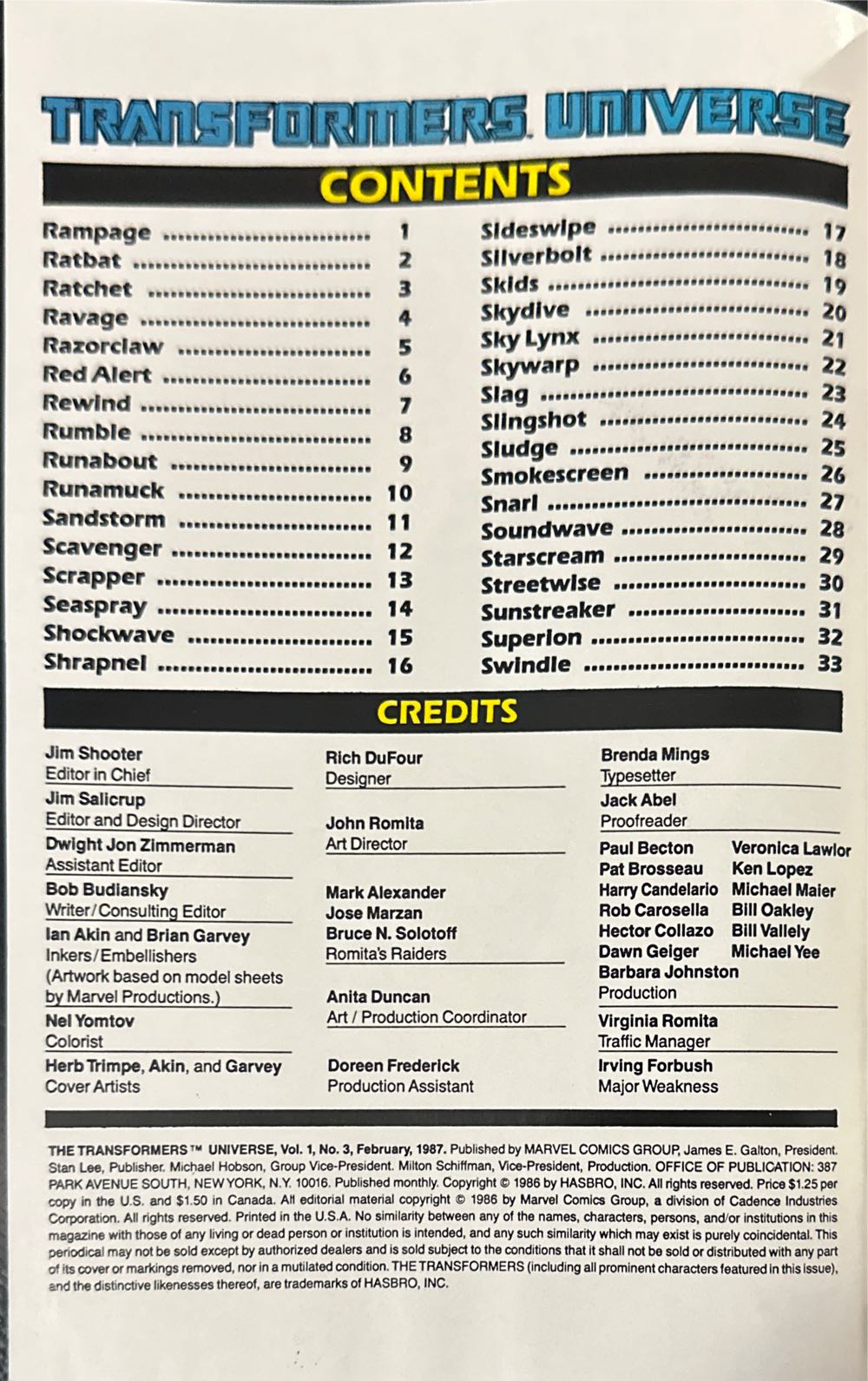 TransFormers Universe - Marvel Comics Group (3 - 2/1/87) comic book collectible - Main Image 3