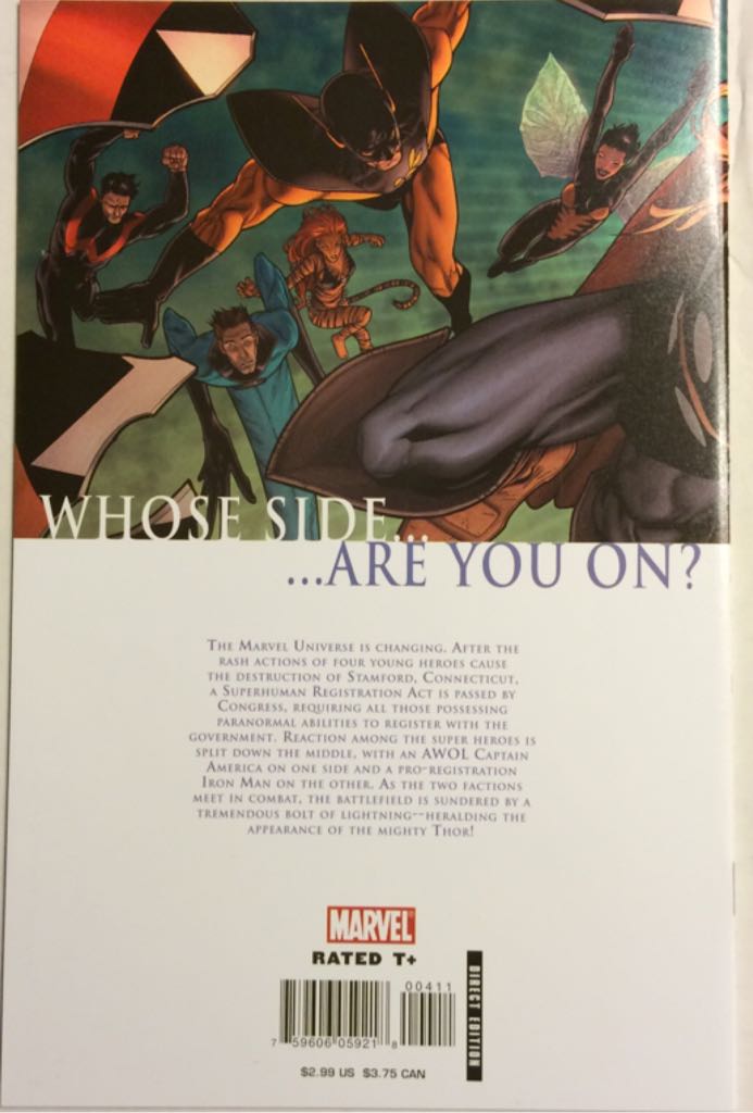 Civil War - Marvel Publishing, Inc. (4 - Oct 2006) comic book collectible [Barcode 75960605921800411] - Main Image 2