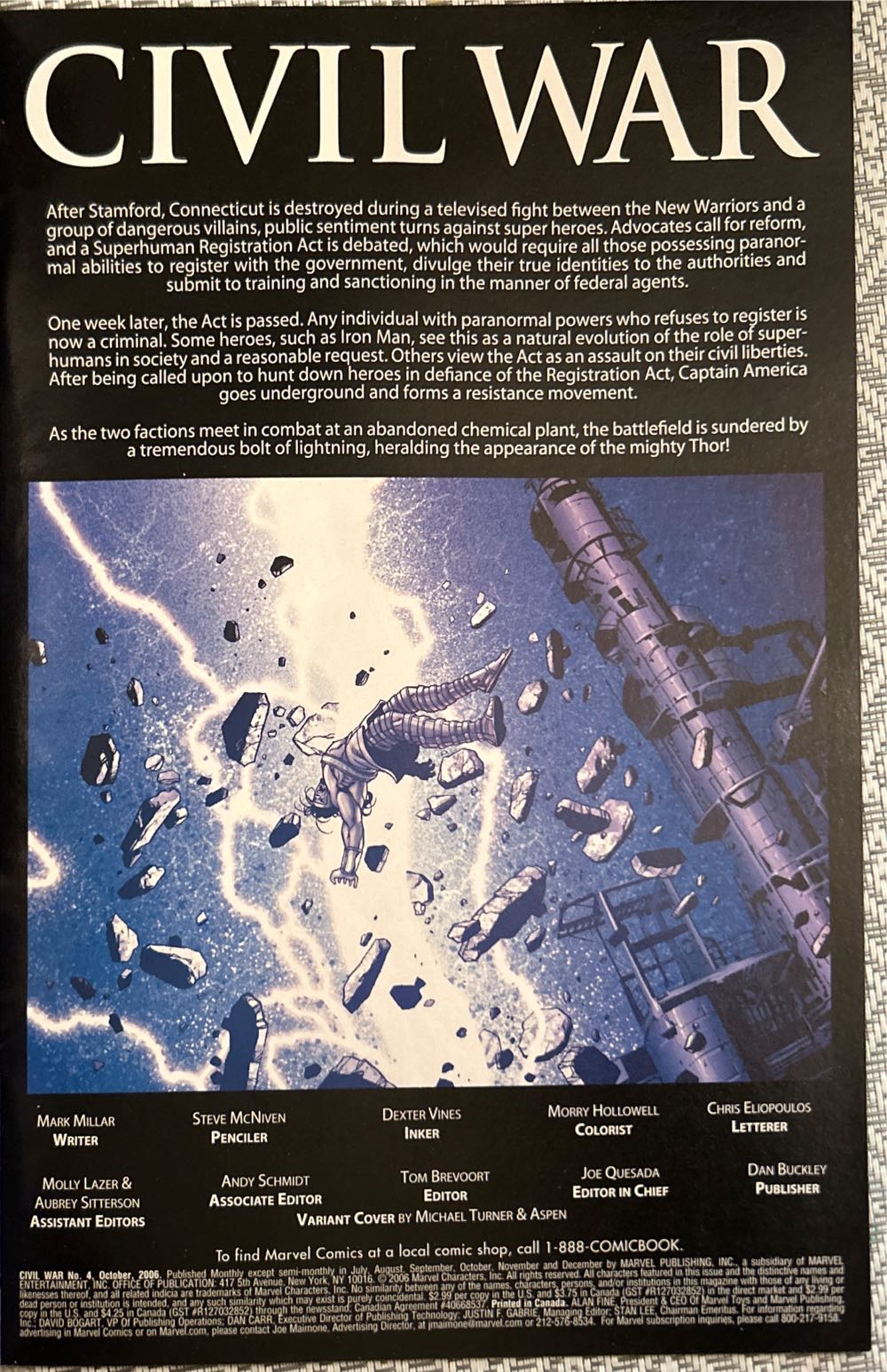 Civil War - Marvel Publishing, Inc. (4 - Oct 2006) comic book collectible [Barcode 75960605921800411] - Main Image 3