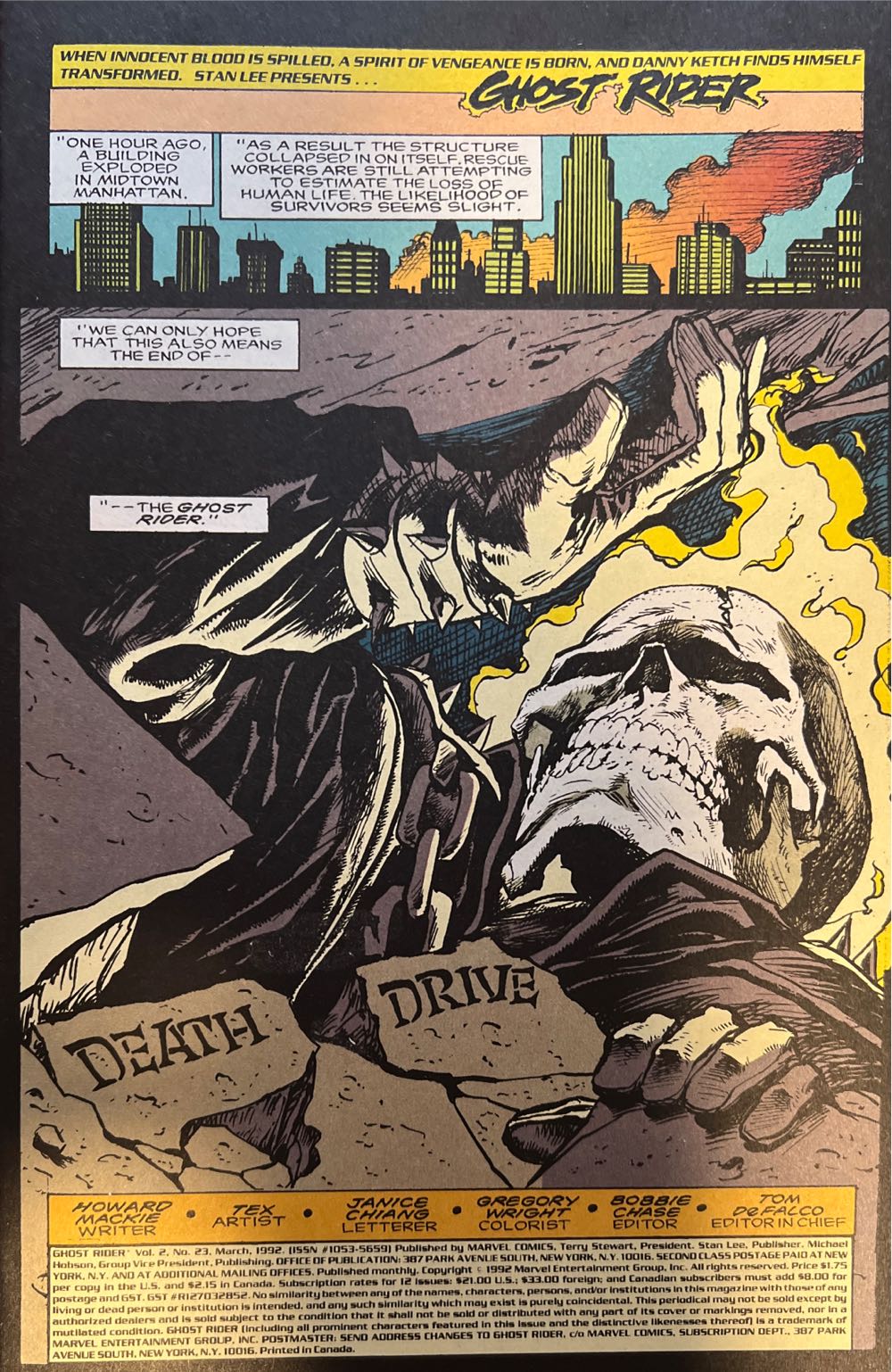 Ghost Rider Vol 2 - Marvel Comics (23 - Mar 1992) comic book collectible [Barcode 071486013174] - Main Image 3