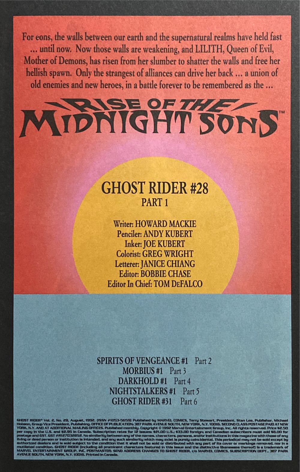 Ghost Rider Vol 2 - Marvel Comics (28 - Aug 1992) comic book collectible [Barcode 071486013174] - Main Image 4