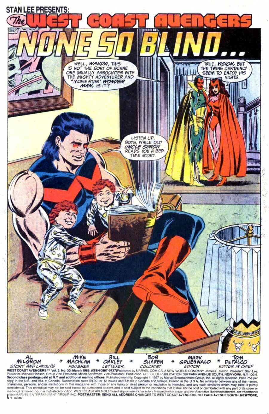 West Coast Avengers - Marvel Comics (30 - Mar 1988) comic book collectible [Barcode 759606021000] - Main Image 2