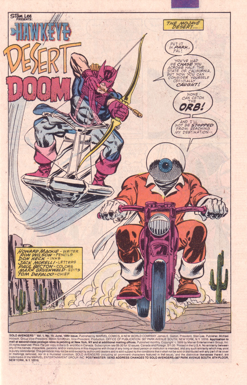 Solo Avengers - Marvel (19 - Jun 1989) comic book collectible [Barcode 071486026518] - Main Image 2