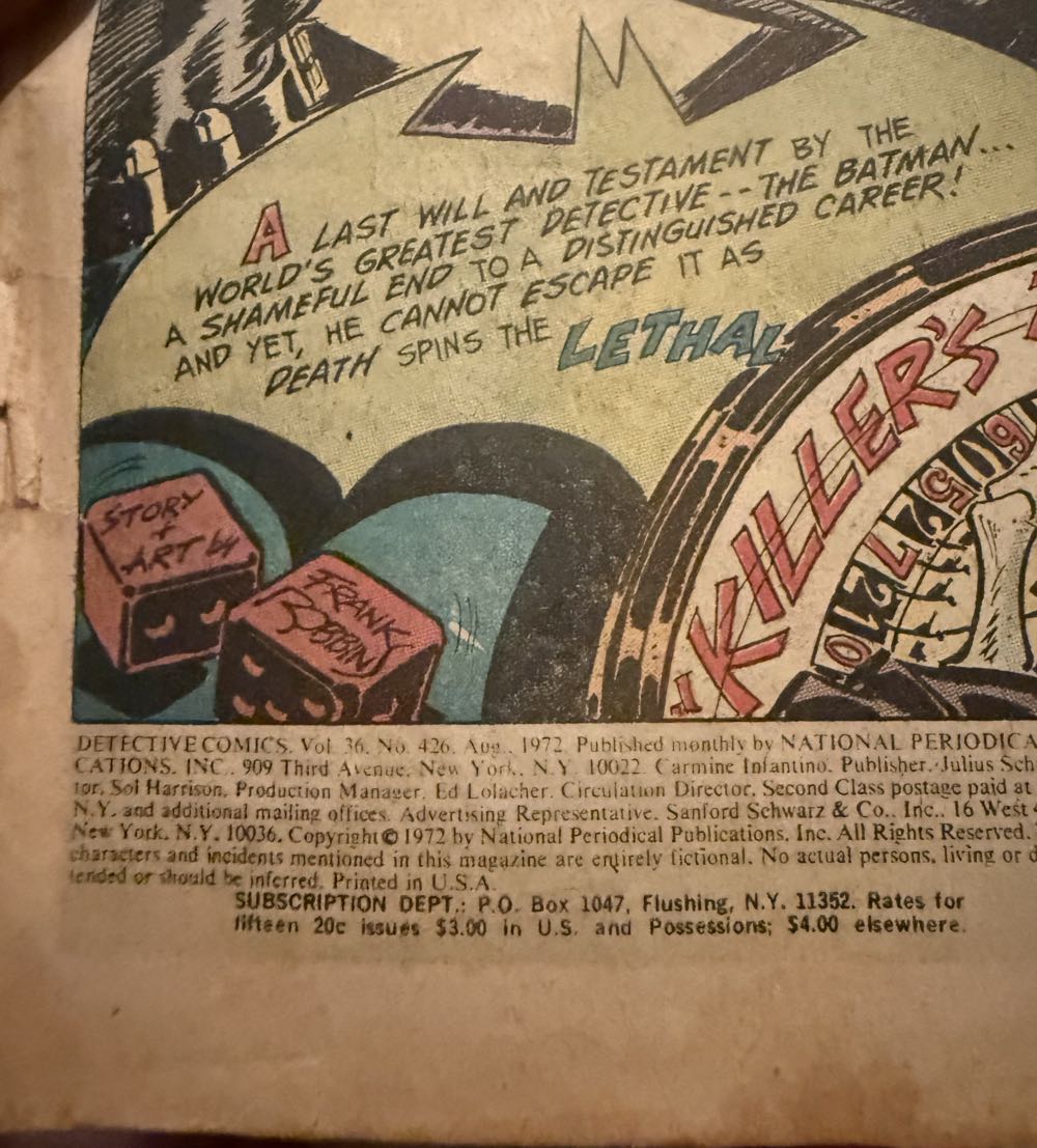 Detective Comics - DC (Detective Comics) (426 - Aug 1972) comic book collectible [Barcode 761941200194] - Main Image 3