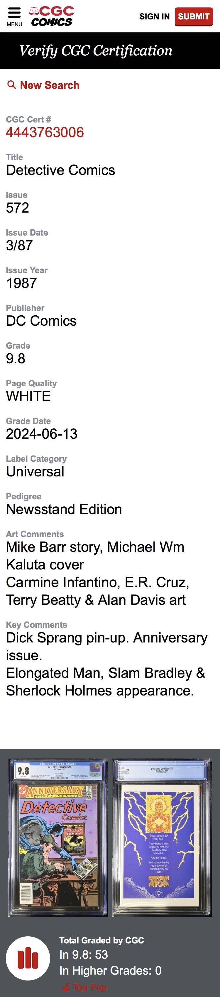 Detective Comics - DC Comics (572 - Mar 1987) comic book collectible [Barcode 070989304659] - Main Image 4