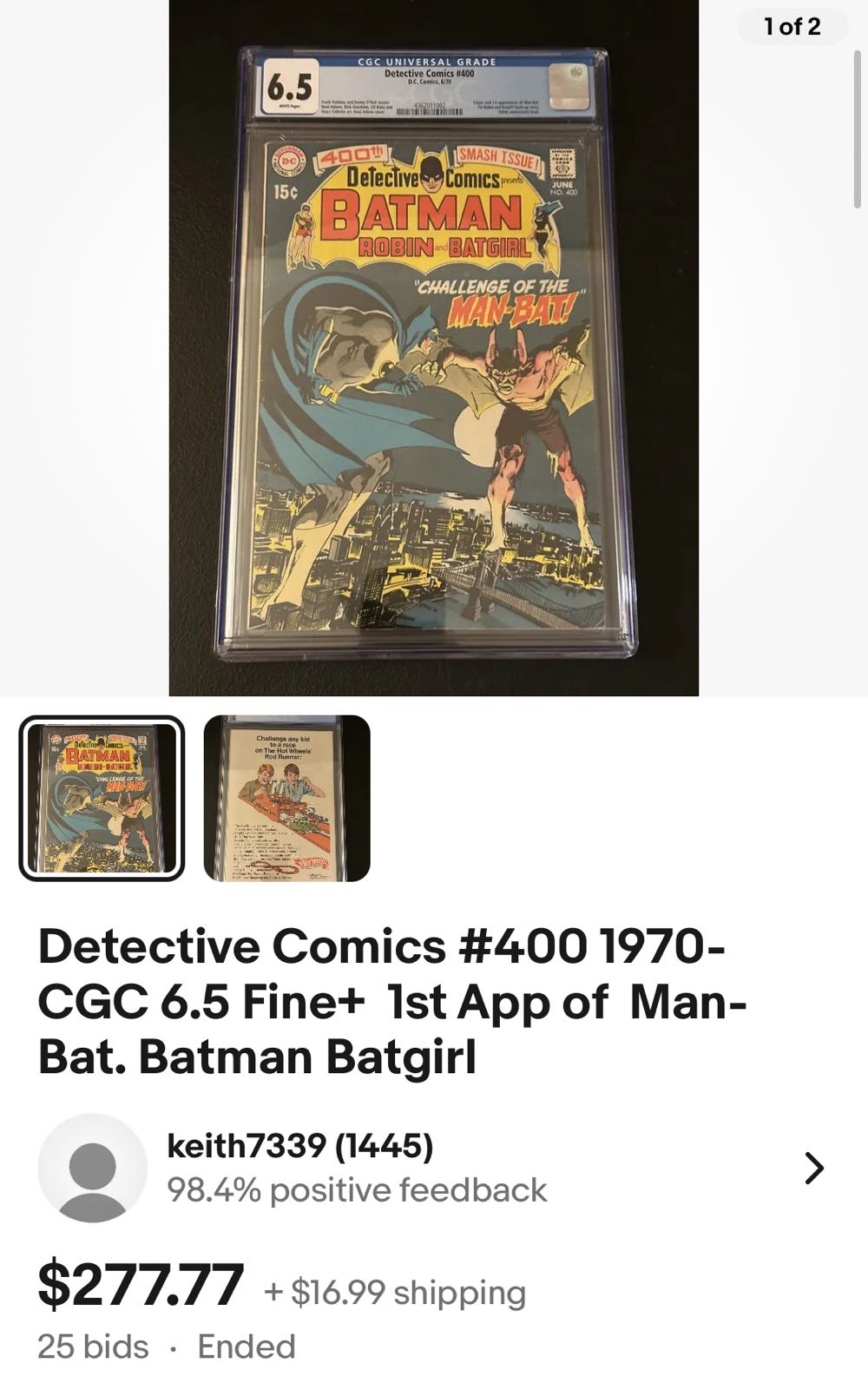 Detective Comics 400 - DC (400 - Jun 1970) comic book collectible - Main Image 3