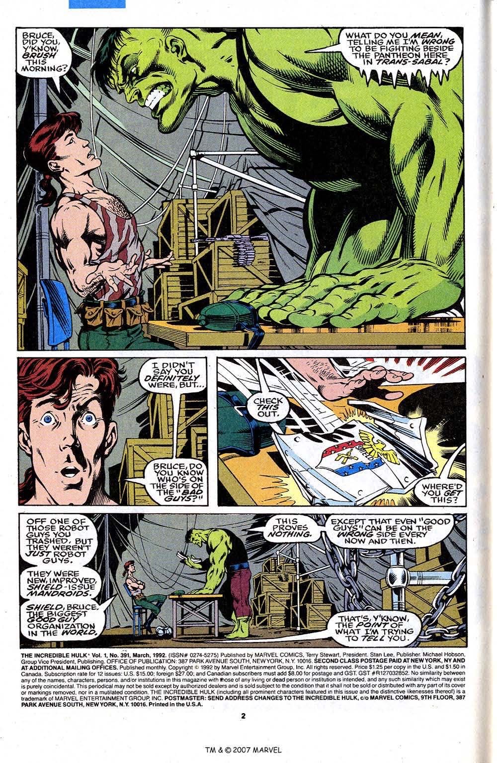 Incredible Hulk(1992), The - Marvel Comics (391 - Mar 1992) comic book collectible [Barcode 009281024569] - Main Image 3