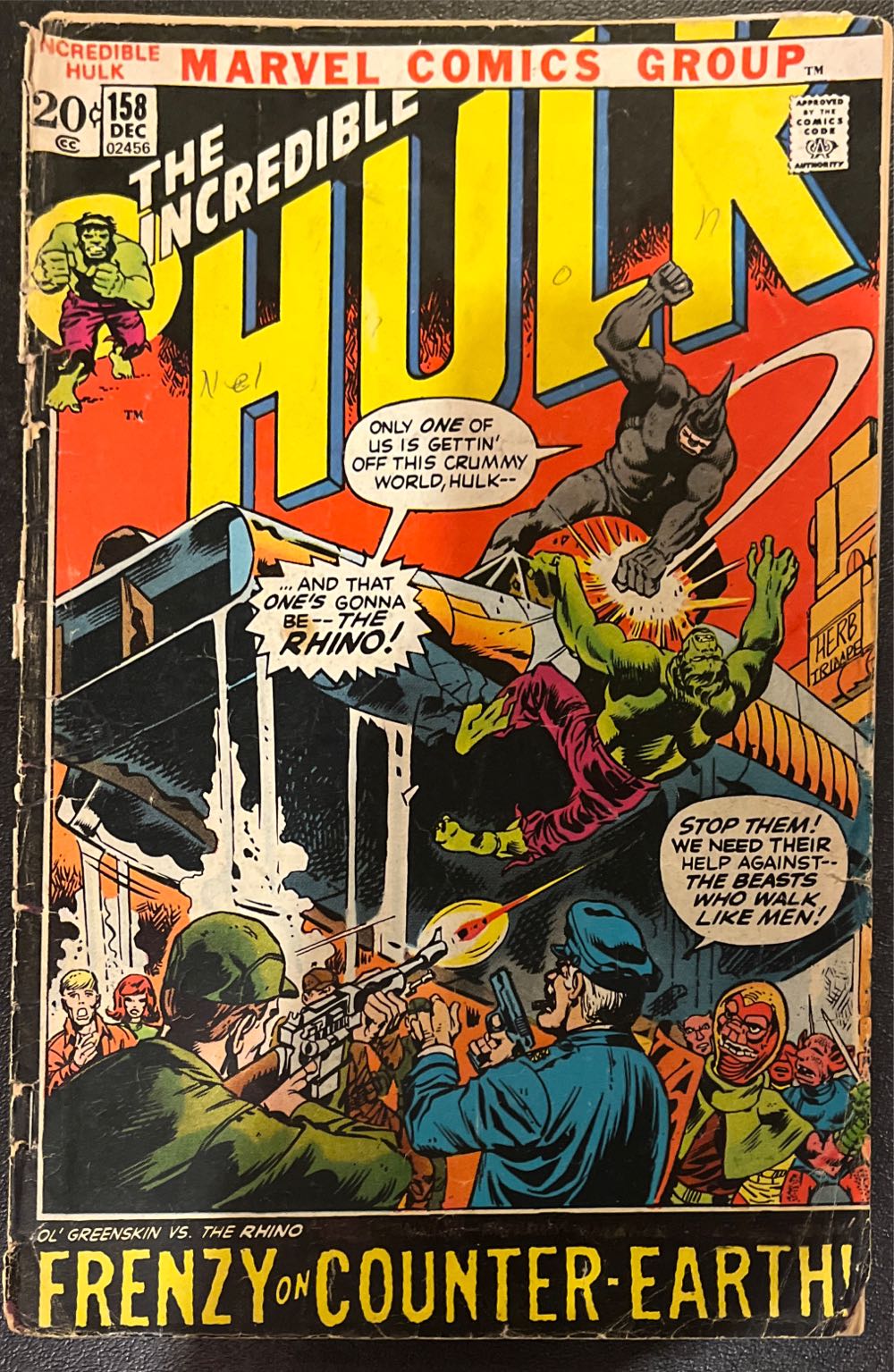 The Incredible Hulk - Marvel (158 - 12/1972) comic book collectible - Main Image 3
