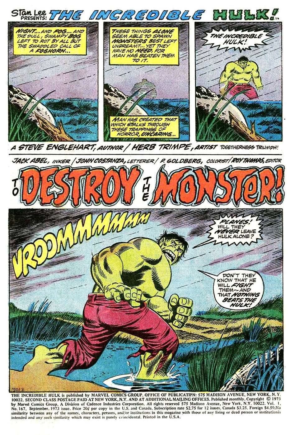 Incredible Hulk, The - Marvel Comics Group (167 - Sep 1973) comic book collectible - Main Image 3