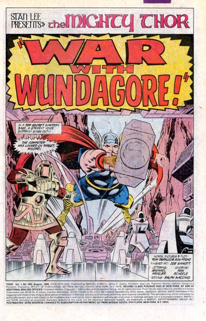 Thor - Marvel (406 - Aug 1989) comic book collectible [Barcode 071486024507] - Main Image 2