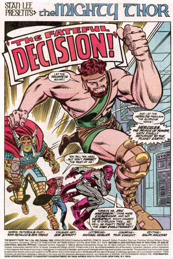 Thor - Marvel (408 - Oct 1989) comic book collectible [Barcode 071486024507] - Main Image 3