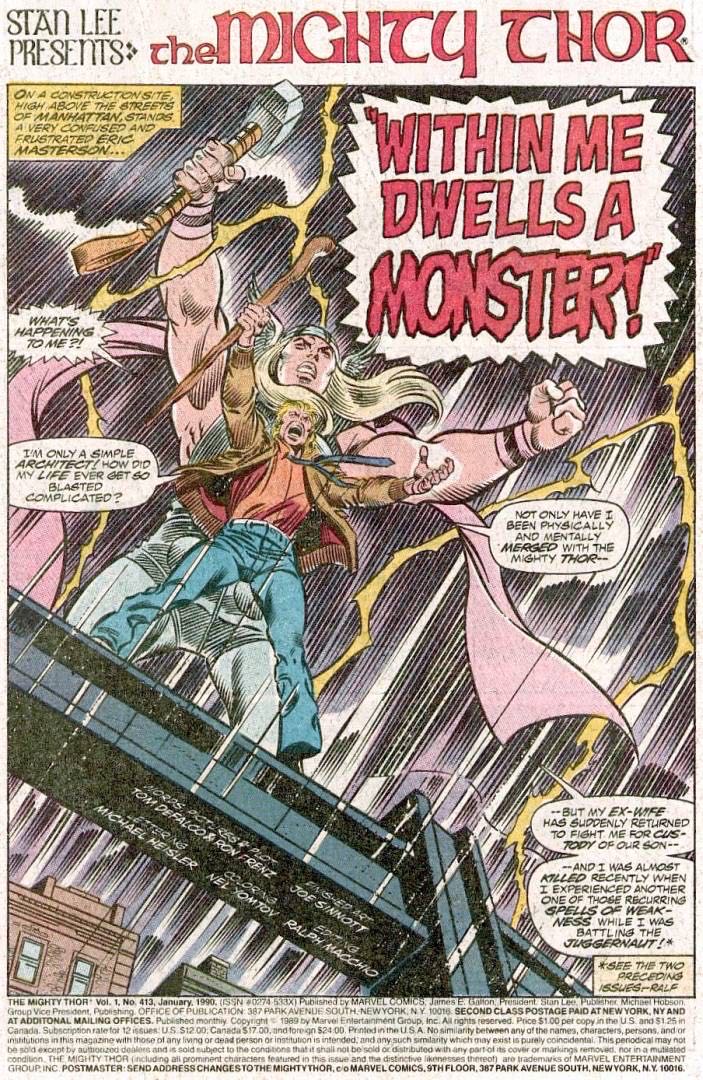 Thor - Marvel Comics (413 - Jan 1990) comic book collectible [Barcode 780785117223] - Main Image 3